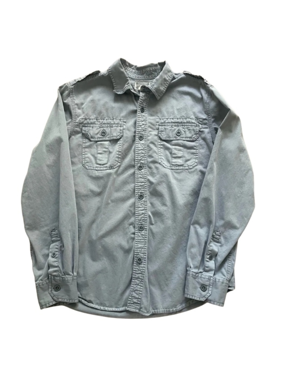 Converse Light Gray Casual Button-Down Shirt Men M